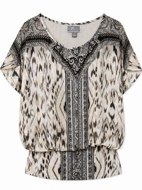 JM Collection Women’s Short Flutter Sleeve Blouse Size Medium NWOT